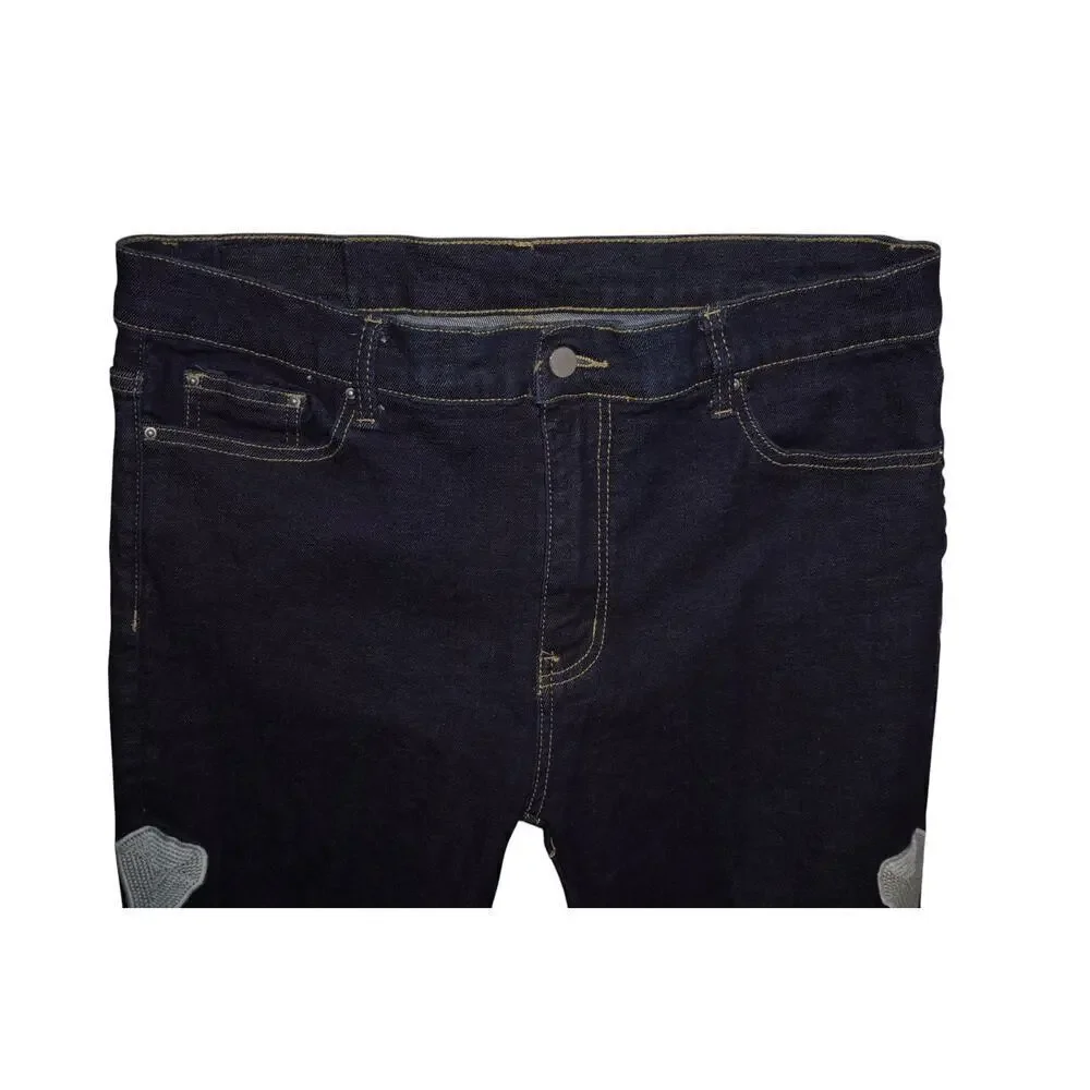 MNML Skeleton Bone Patch Jeans Men’s Size 38 – Dark Wash Denim